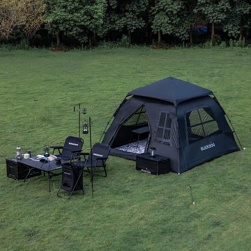 BLACKDOG Automatic Tent Black Coating Two Doors Four Windows Camping Outdoor Sunscreen Waterproof Quick Opening Tent