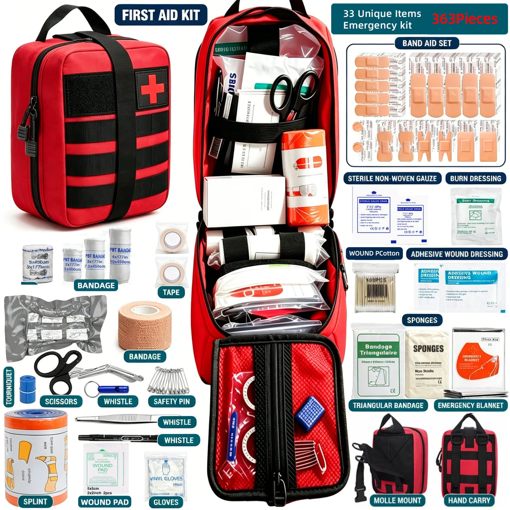 363Pcs Portable First Aid Kit , Home Outdoor Travel Emergency Bag, Camping, Hunting, Hiking, Multifunctional Mountaineering Kit
