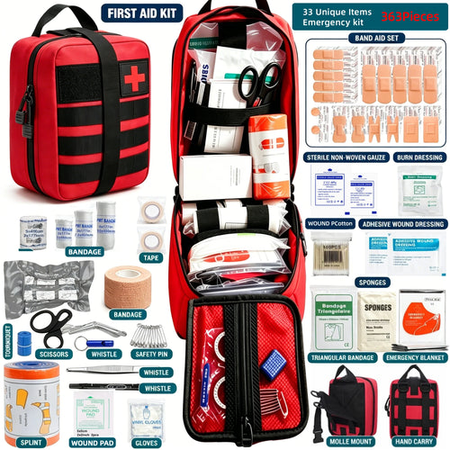 363Pcs Portable First Aid Kit , Home Outdoor Travel Emergency Bag, Camping, Hunting, Hiking, Multifunctional Mountaineering Kit
