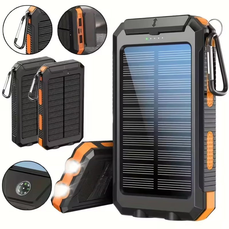 Universal 20000Mah Silicon Portatil Solar Power Bank Solar Powerbank Waterproof Wireless Solar Charger for Cell Mobile Phone