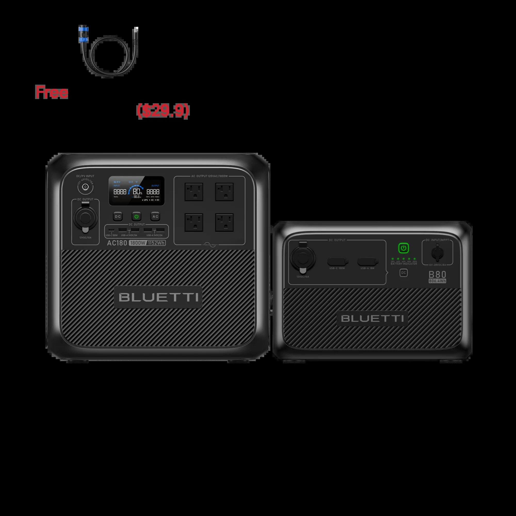 AC180 Solar Portable Power Station | 1,800W 1,152Wh