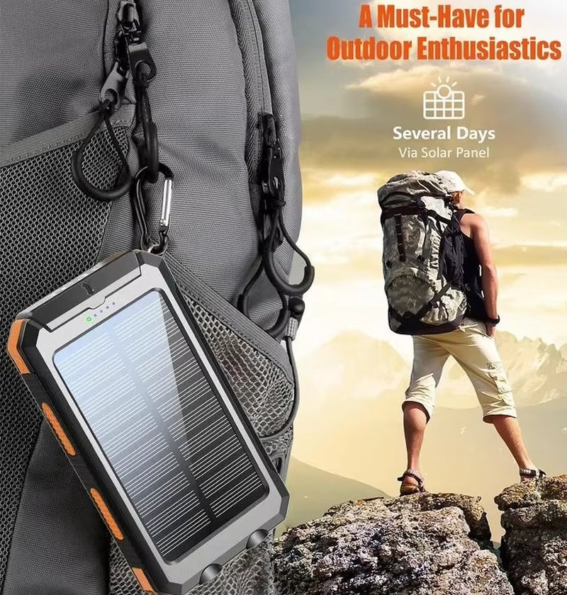 Universal 20000Mah Silicon Portatil Solar Power Bank Solar Powerbank Waterproof Wireless Solar Charger for Cell Mobile Phone