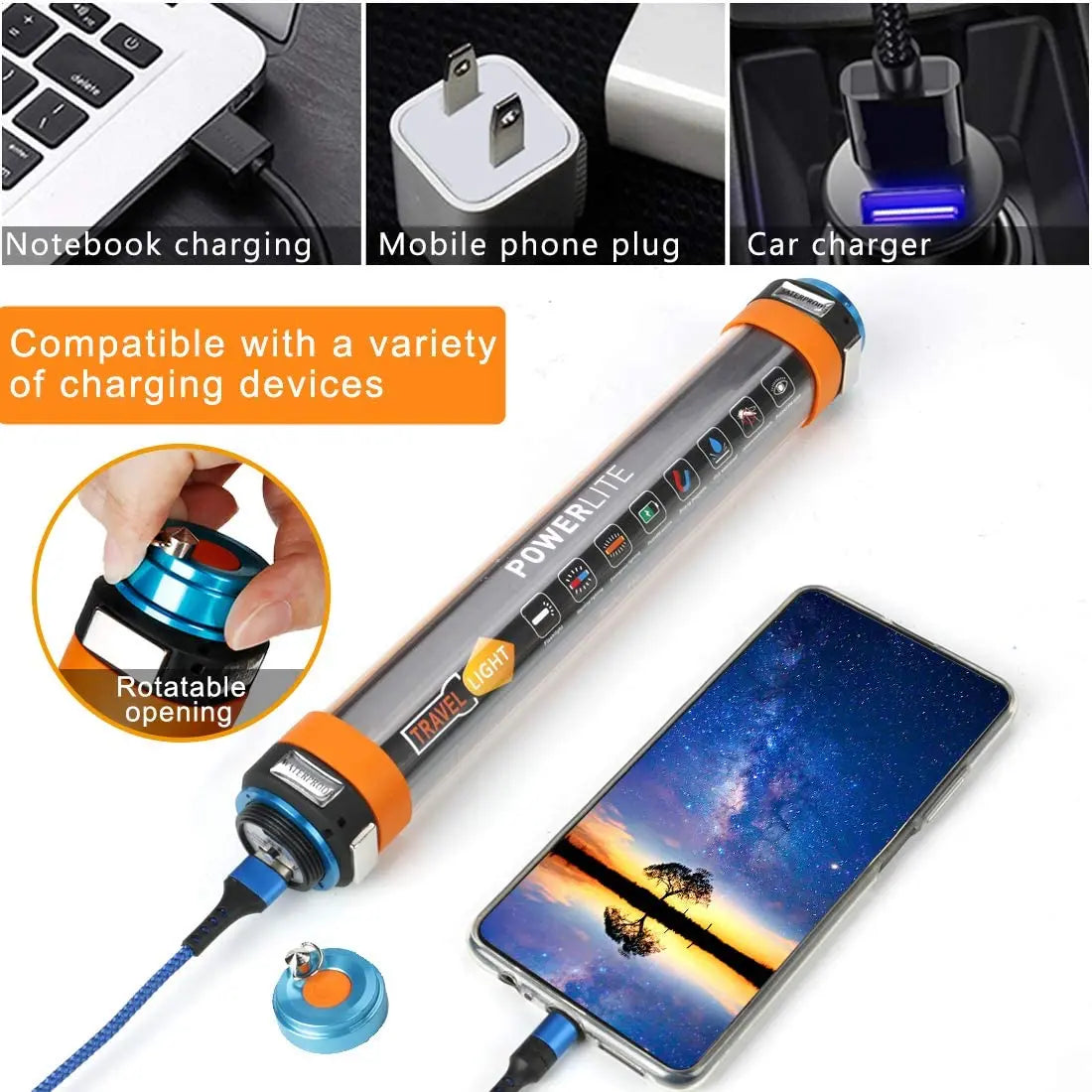 ZK30 USB Rechargeable IP66 Waterproof LED Camp Light Emergency Camp Portable Lantern Flashlight Multi-Functional Magnetic Lamp