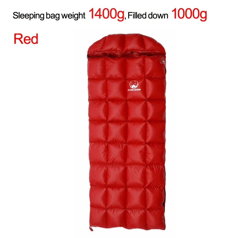 White Goose down Sleeping Bag,The Cap Is Detachable,Open to Serve as a Quilt Winter and Spring Chequer Envelope Style Bag