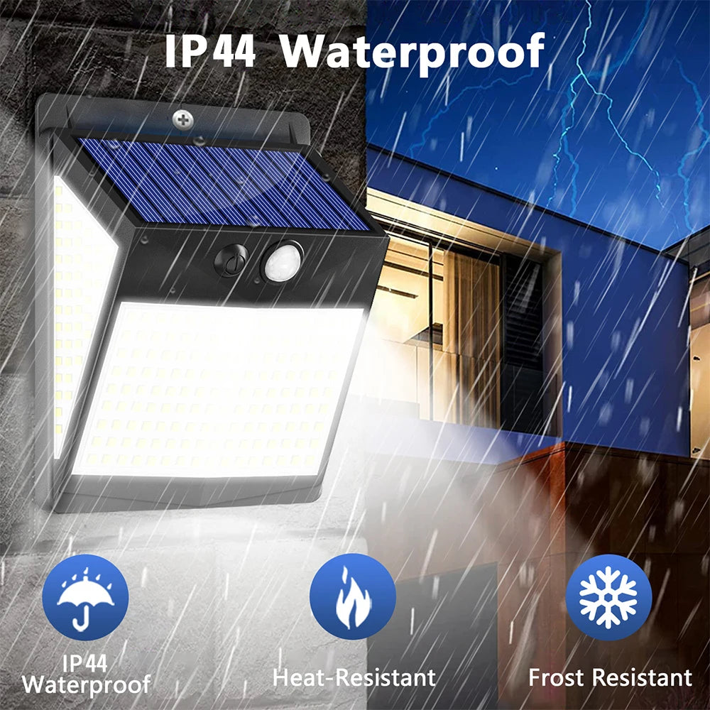 238 LED Outdoor Solar Light Wall Sconce with Motion Sensor Solar Safe LED Light 3 Lighting Modes Solar Flood Light