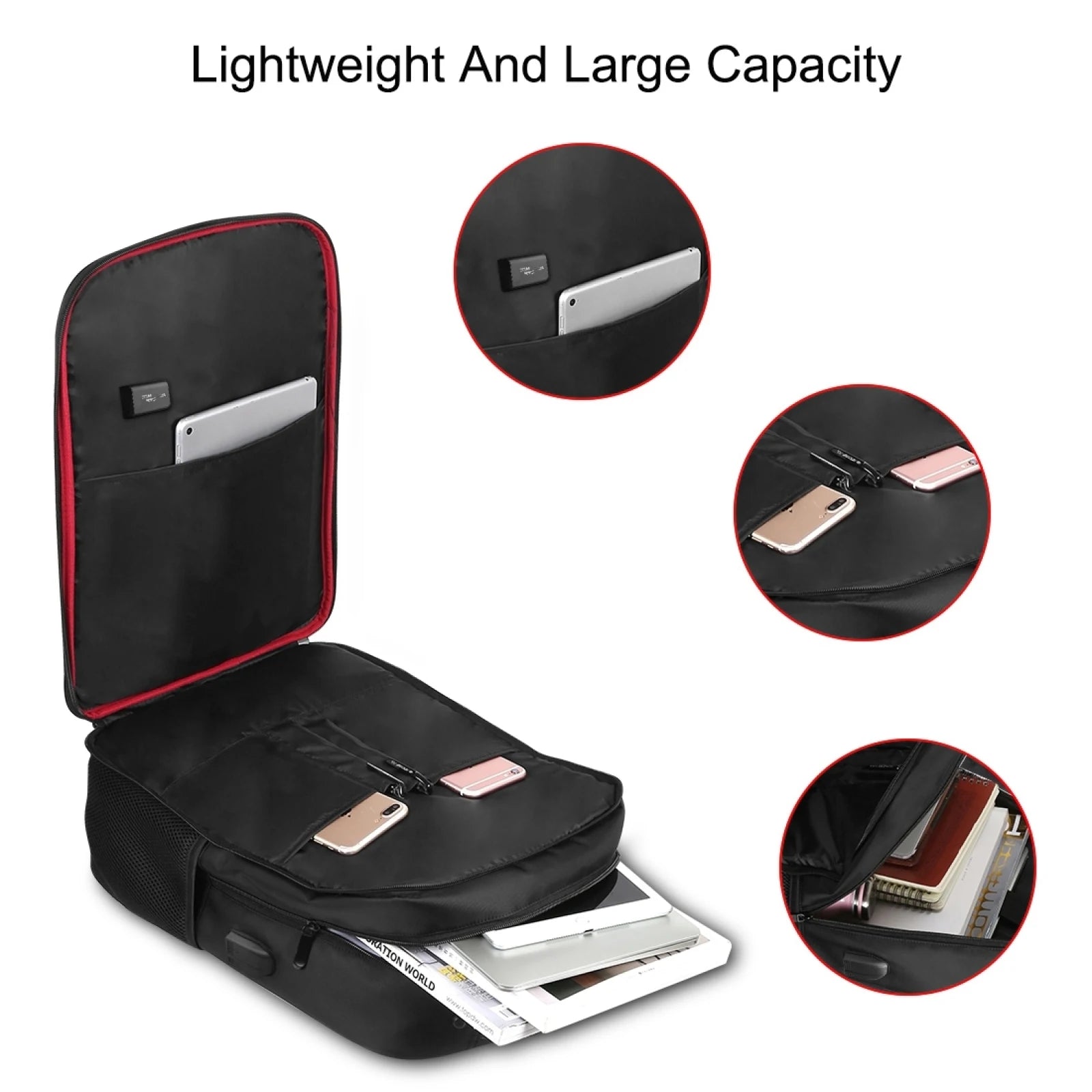 Solar Backpack 14W Solar Panel Powered Backpack Laptop Bag Water-Resistant Large Capacity with External USB Charging Port