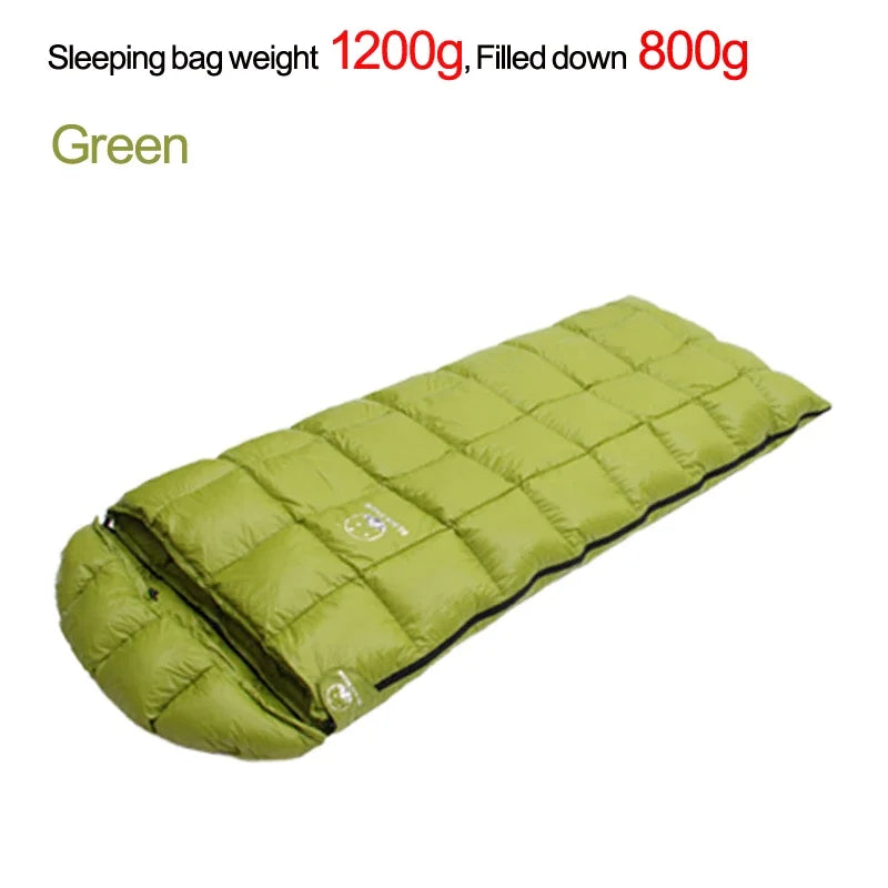 White Goose down Sleeping Bag,The Cap Is Detachable,Open to Serve as a Quilt Winter and Spring Chequer Envelope Style Bag