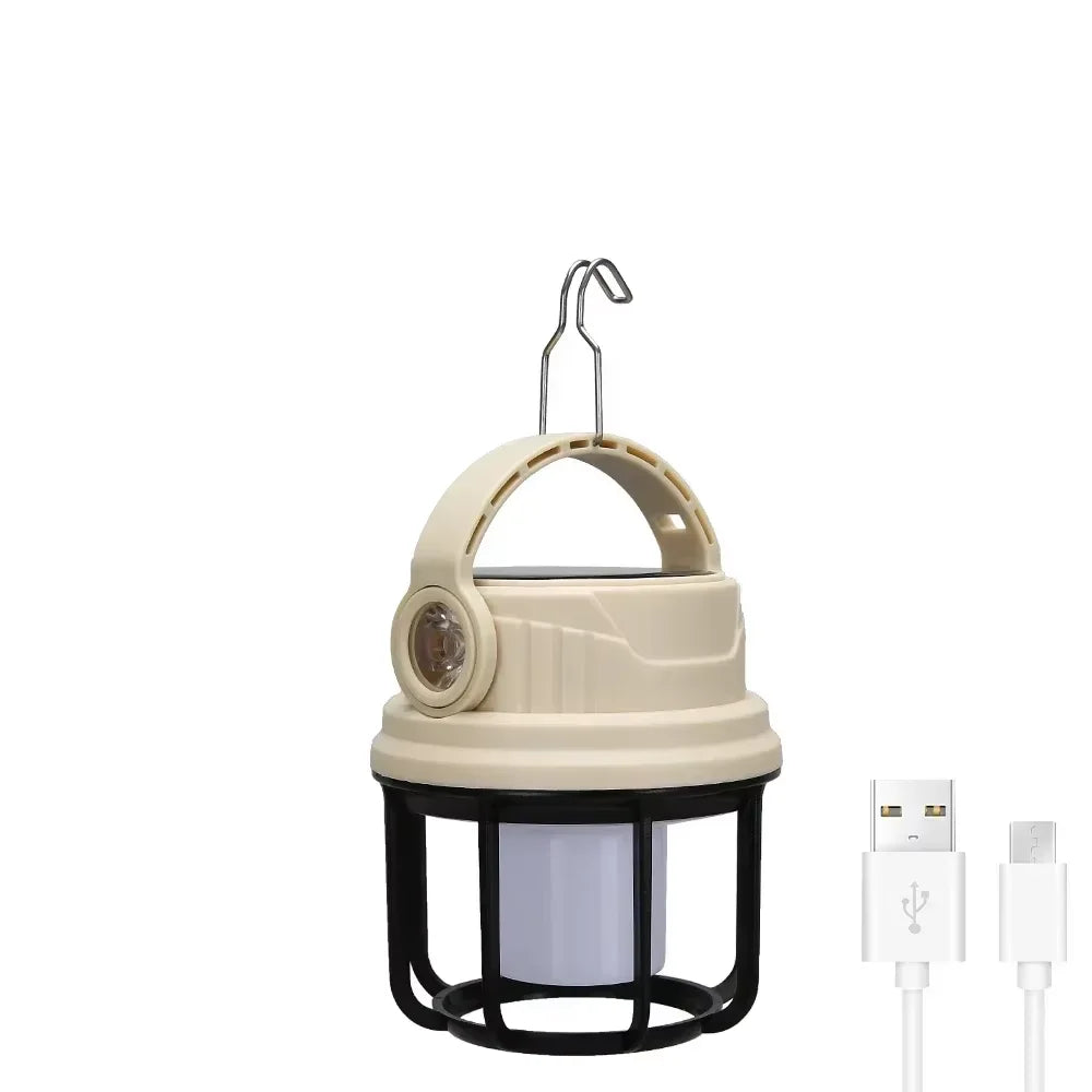LED Camping Lantern USB Rechargeable Portable Lamp Bulb Flashlight with Power Display Emergency Light for Outdoors Fishing