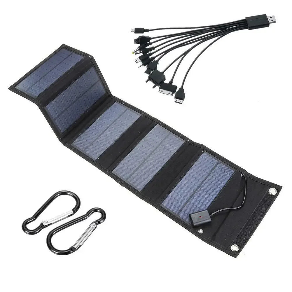 12W Foldable Solar Panel 5V USB Portable Battery Charger for Cell Phone Outdoor Waterproof Power Bank for Camping Accessories