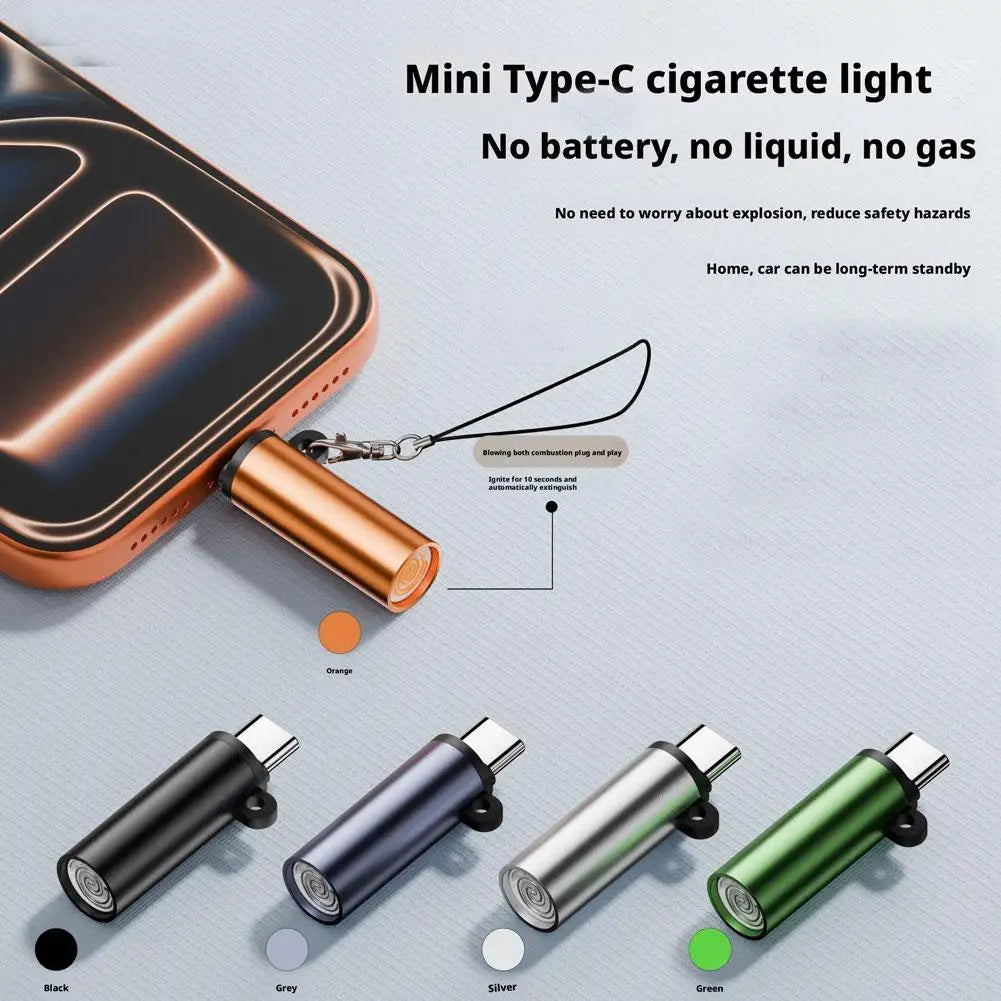 Type-C Plug and Use Arc Lighter - Portable Windproof Electric Lighter for Flights, Camping & Emergency Use