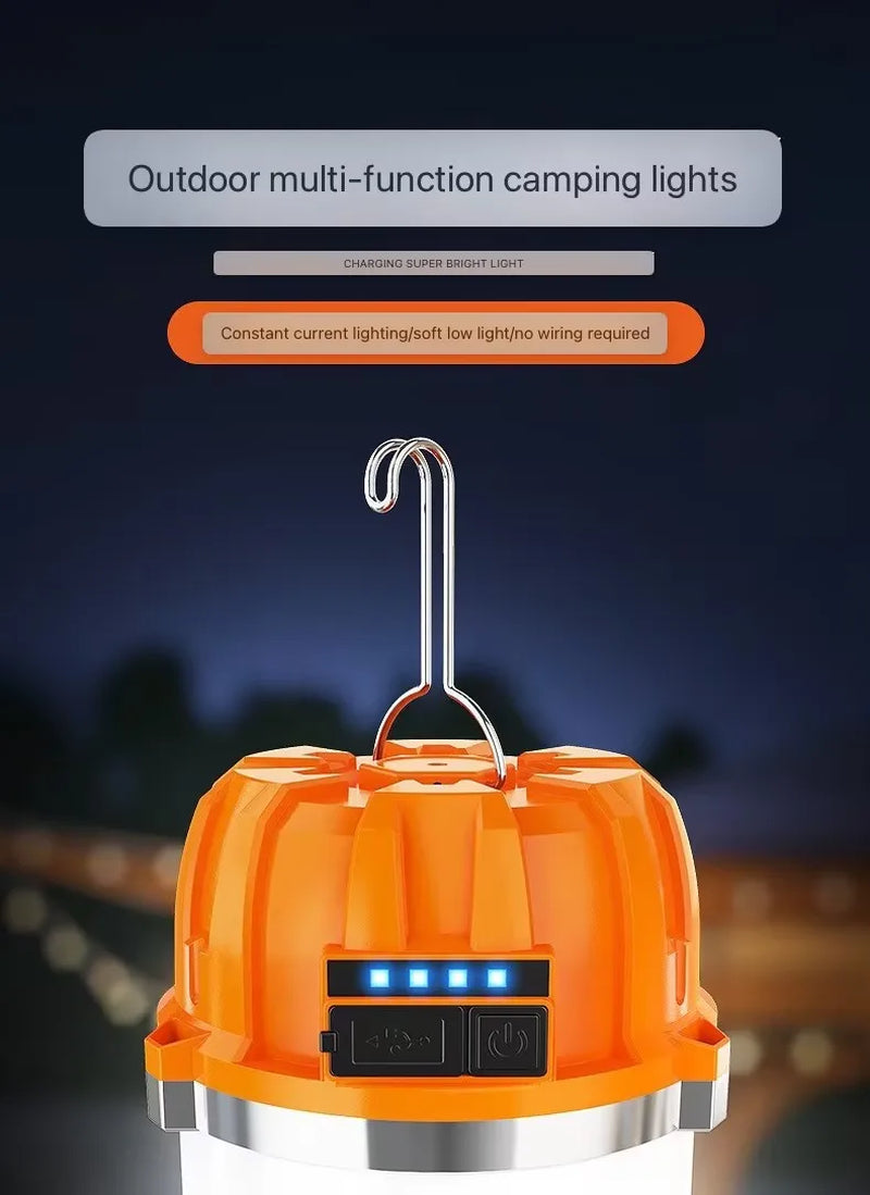 LED Camping Lantern USB Rechargeable Portable Lamp Bulb Flashlight with Power Display Emergency Light for Outdoors Fishing
