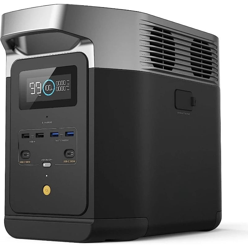 Portable Power Station 2, 1024Wh Lifepo4 (LFP) Battery, 1800W AC/100W USB-C Output, Solar Generator(Solar Panel