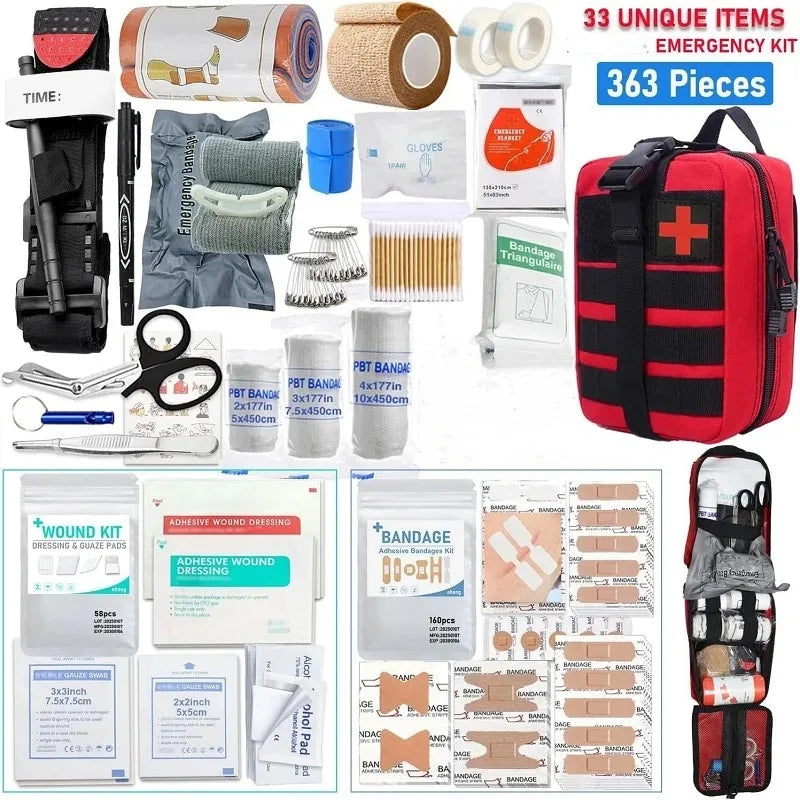 363Pcs Portable First Aid Kit , Home Outdoor Travel Emergency Bag, Camping, Hunting, Hiking, Multifunctional Mountaineering Kit