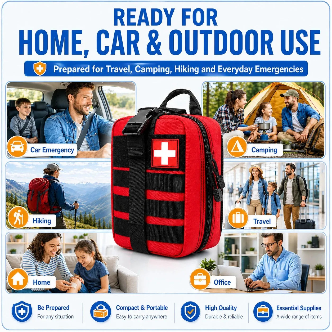 363Pcs Portable First Aid Kit , Home Outdoor Travel Emergency Bag, Camping, Hunting, Hiking, Multifunctional Mountaineering Kit