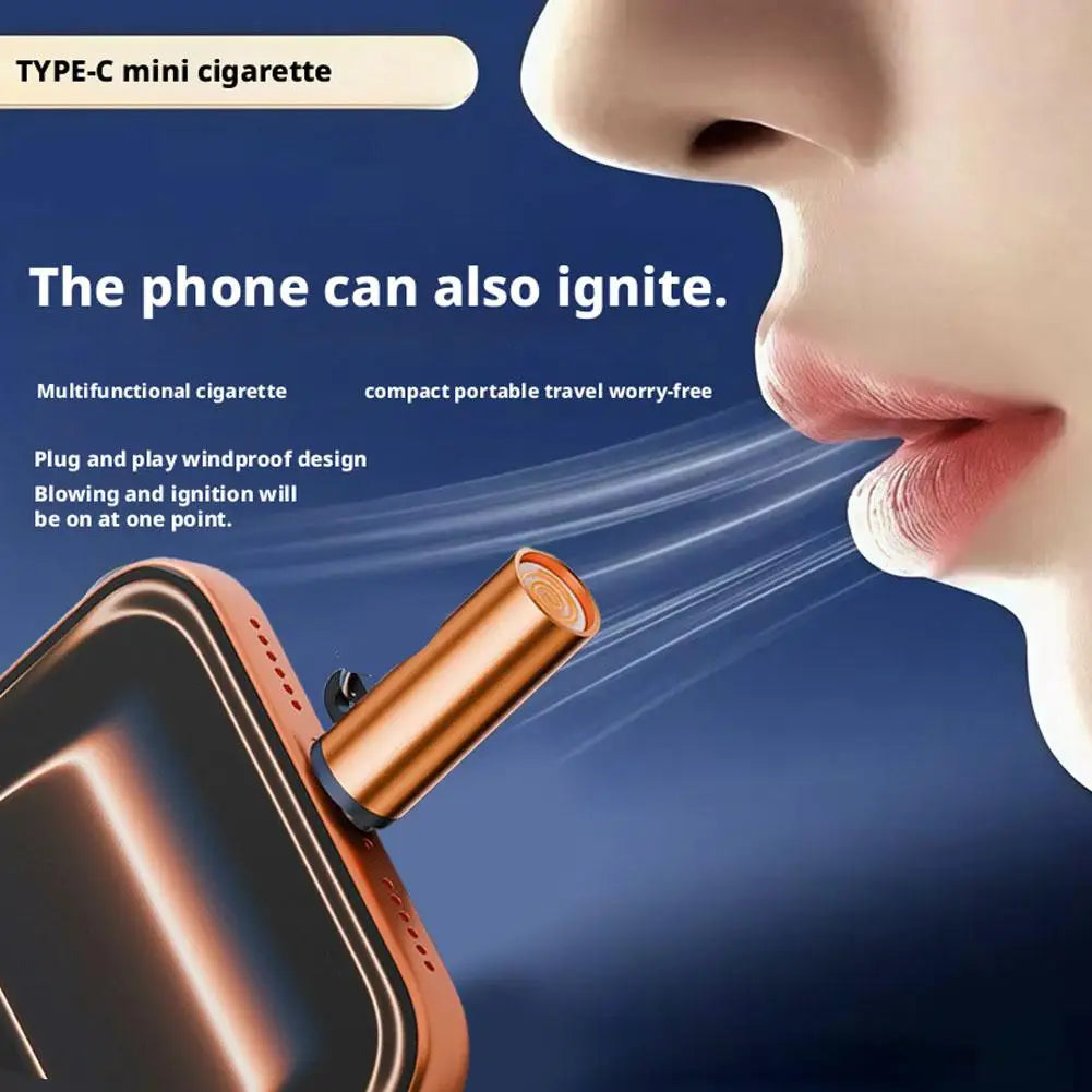 Type-C Plug and Use Arc Lighter - Portable Windproof Electric Lighter for Flights, Camping & Emergency Use
