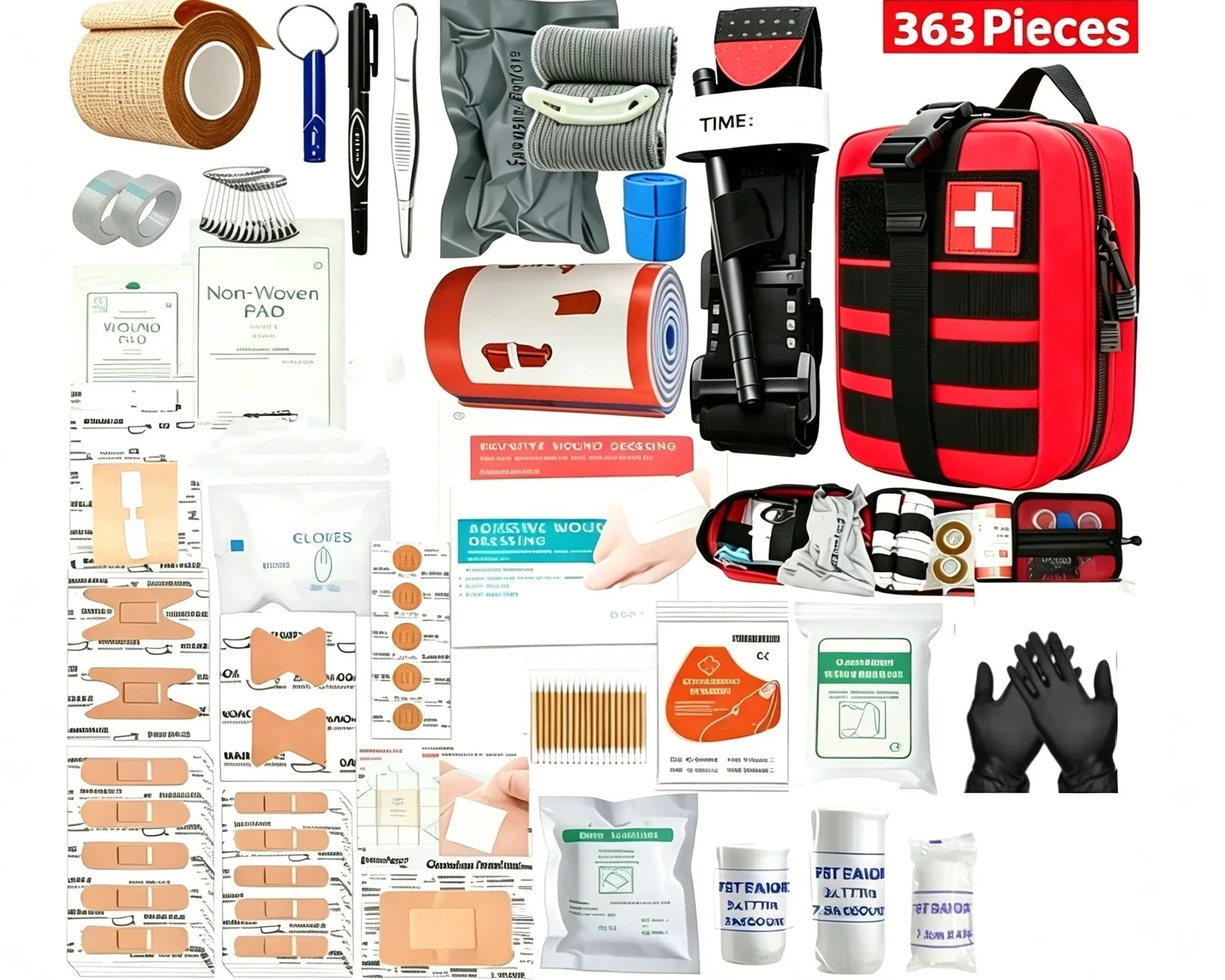 363Pcs Portable First Aid Kit , Home Outdoor Travel Emergency Bag, Camping, Hunting, Hiking, Multifunctional Mountaineering Kit