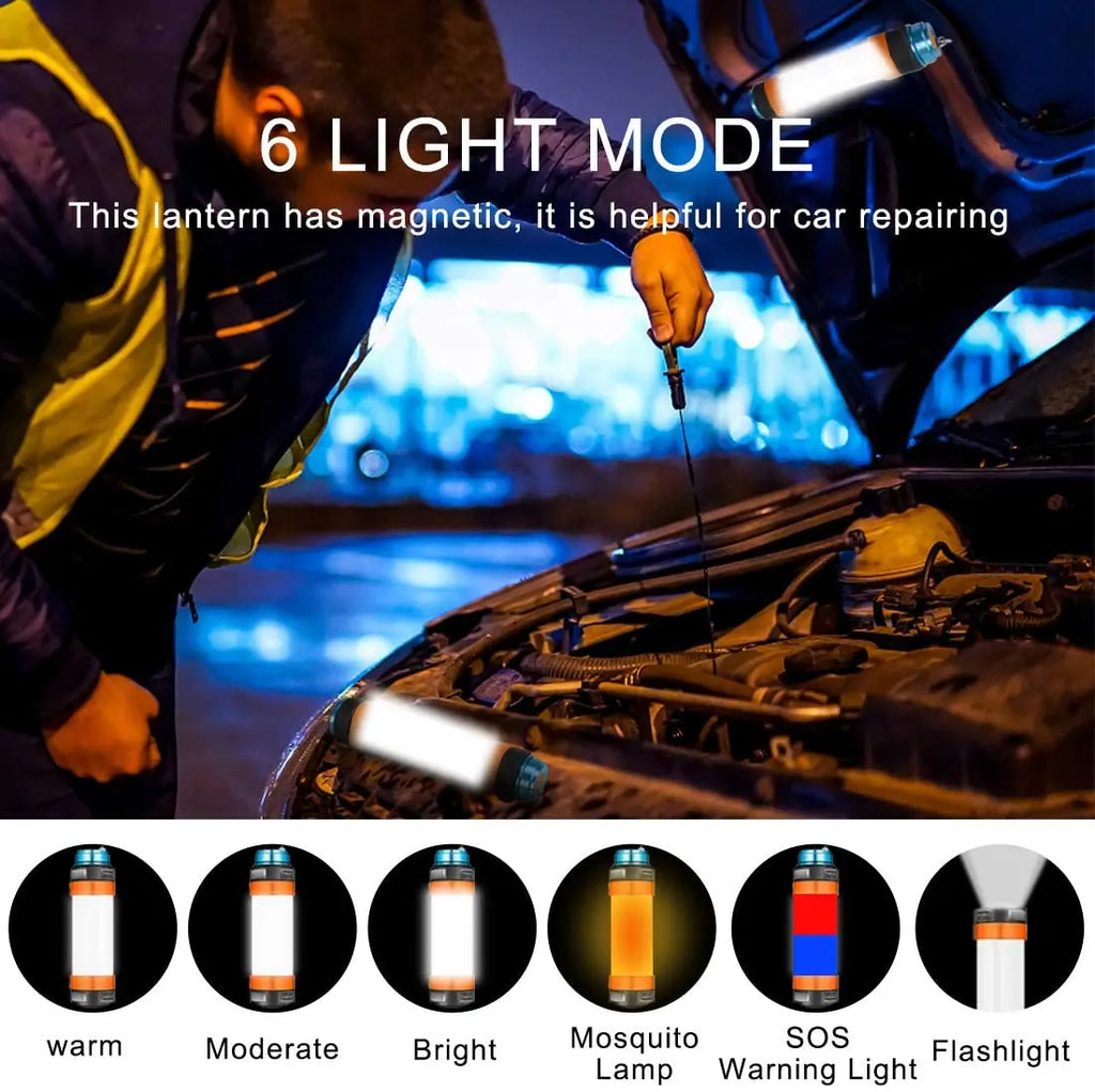 ZK30 USB Rechargeable IP66 Waterproof LED Camp Light Emergency Camp Portable Lantern Flashlight Multi-Functional Magnetic Lamp