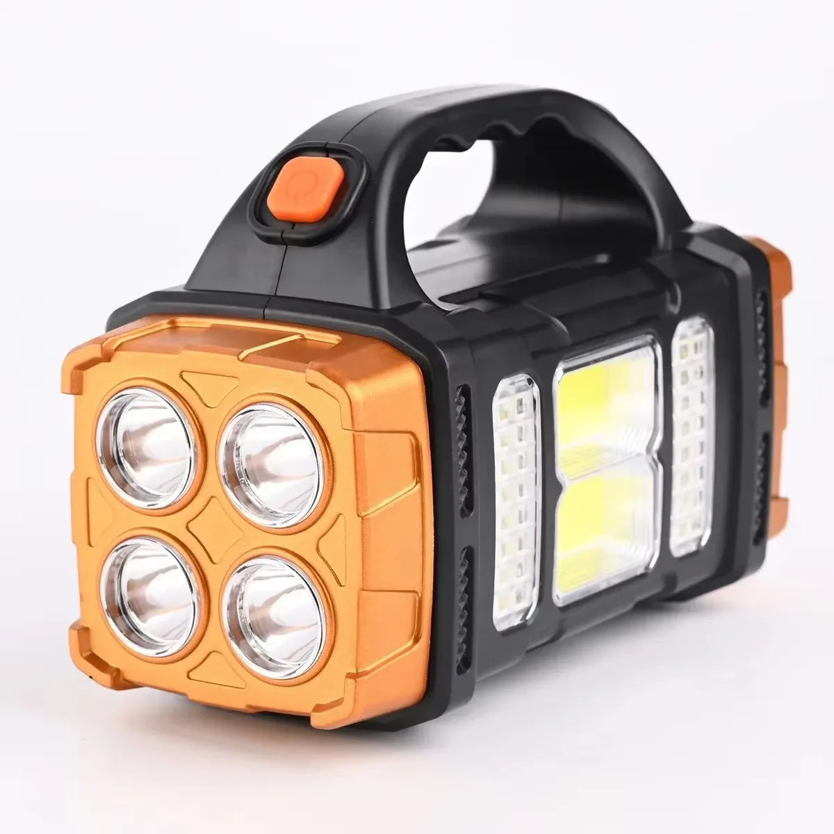 New Upgrade Rechargeable High Power Solar LED COB Flashlight with Power Bank Waterproof Multifunctional Hand Lamp for Outdoor