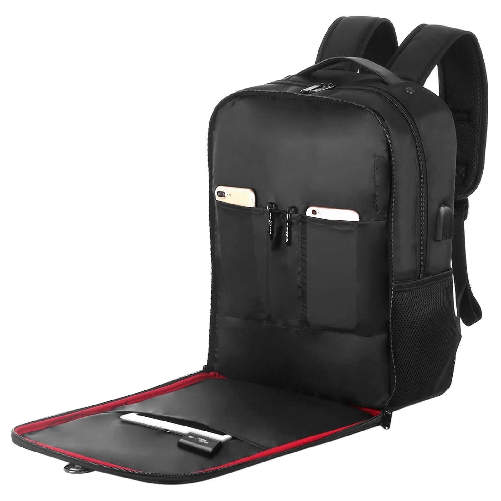 Solar Backpack 14W Solar Panel Powered Backpack Laptop Bag Water-Resistant Large Capacity with External USB Charging Port