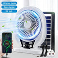 Solar Fan Light Solar Powered AC DC Rechargeable Solar Fan with Solar Panel and LED Bulb Light for Outdoor LED Camping Lights